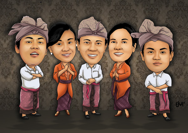 Karikatur Keluarga Pakaian  Adat  Bali  Toon Hero